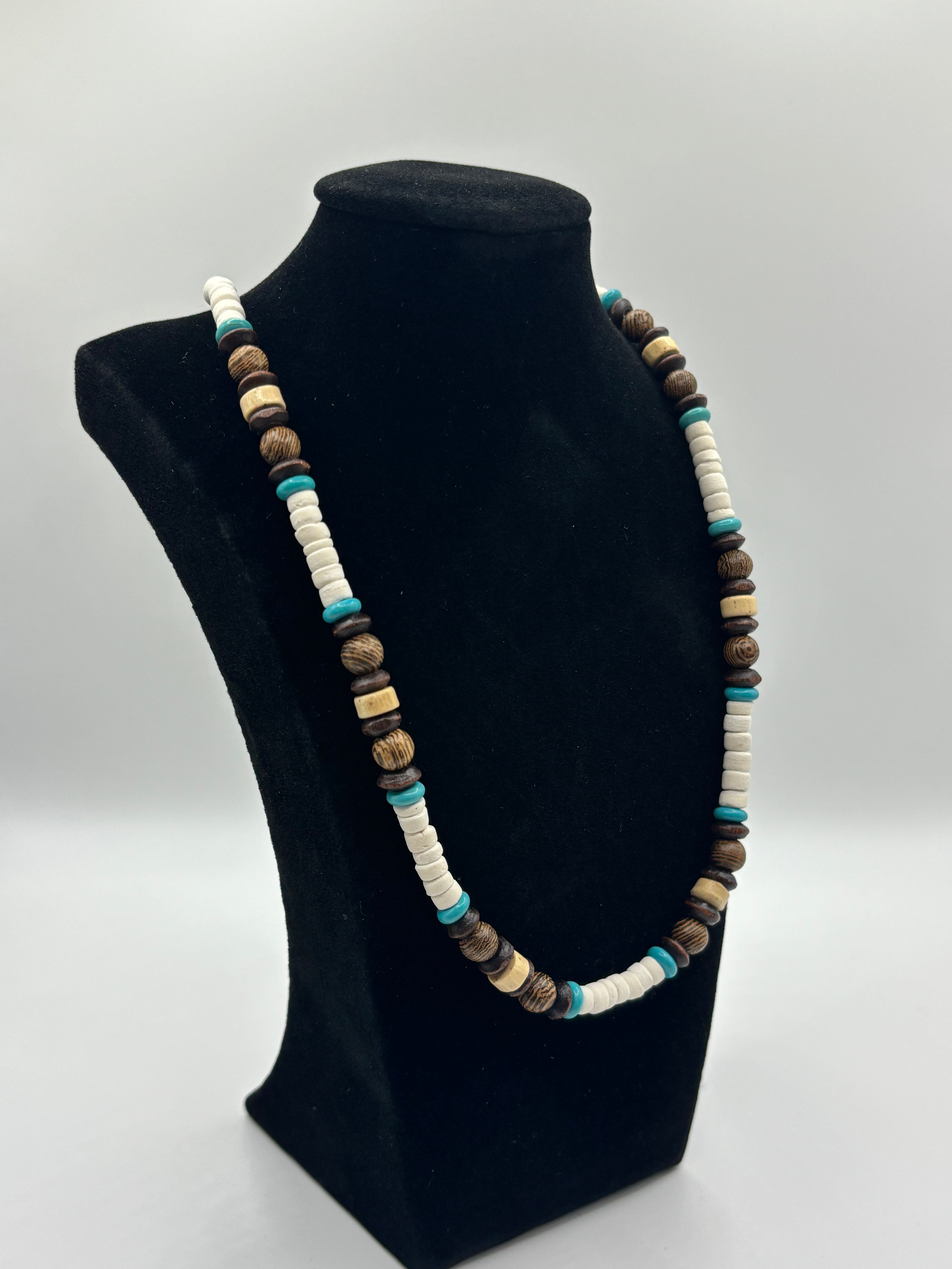 Surfer Kette aus braunen Kokos Perlen, Tigerauge, Boho Style, Halskette Herren, Männerschmuck, Surferschmuck,