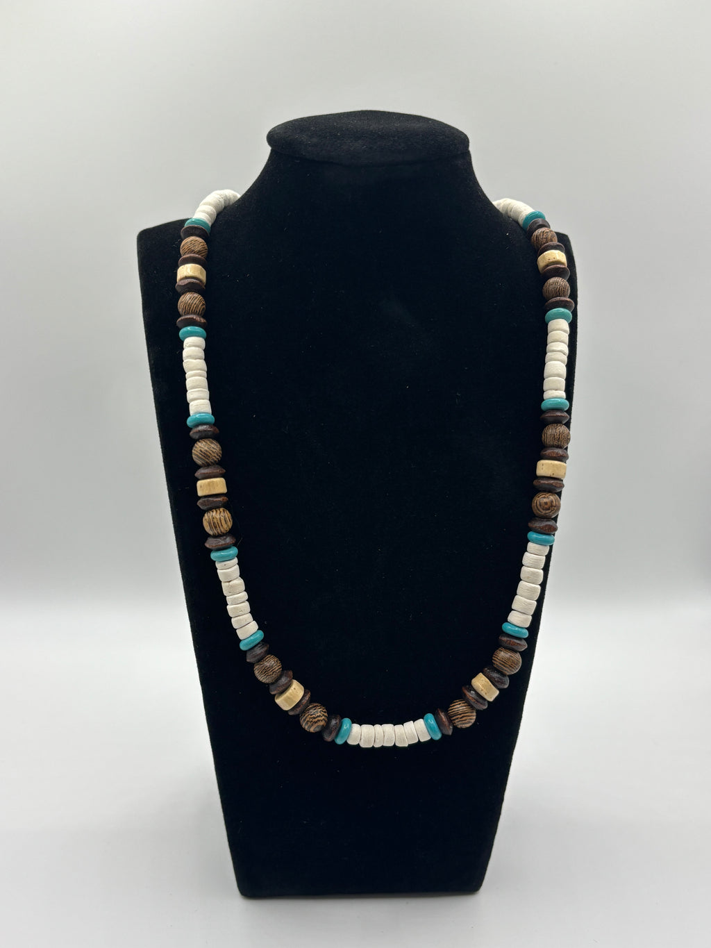 Surfer Kette aus braunen Kokos Perlen, Tigerauge, Boho Style, Halskette Herren, Männerschmuck, Surferschmuck,