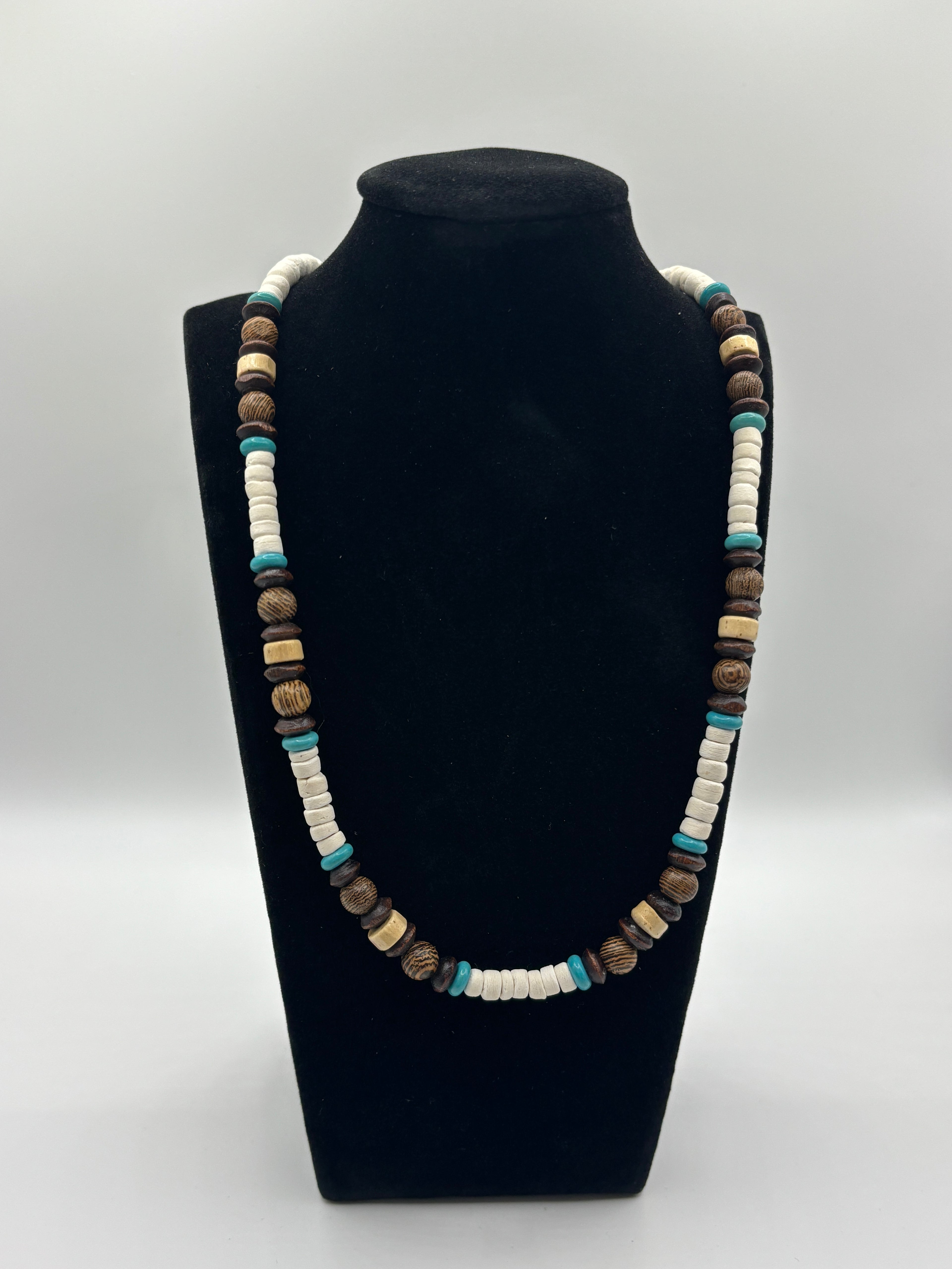 Surfer Kette aus braunen Kokos Perlen, Tigerauge, Boho Style, Halskette Herren, Männerschmuck, Surferschmuck,