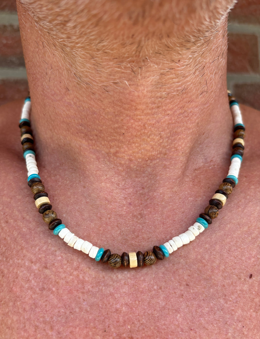 Surfer Kette aus braunen Kokos Perlen, Tigerauge, Boho Style, Halskette Herren, Männerschmuck, Surferschmuck,