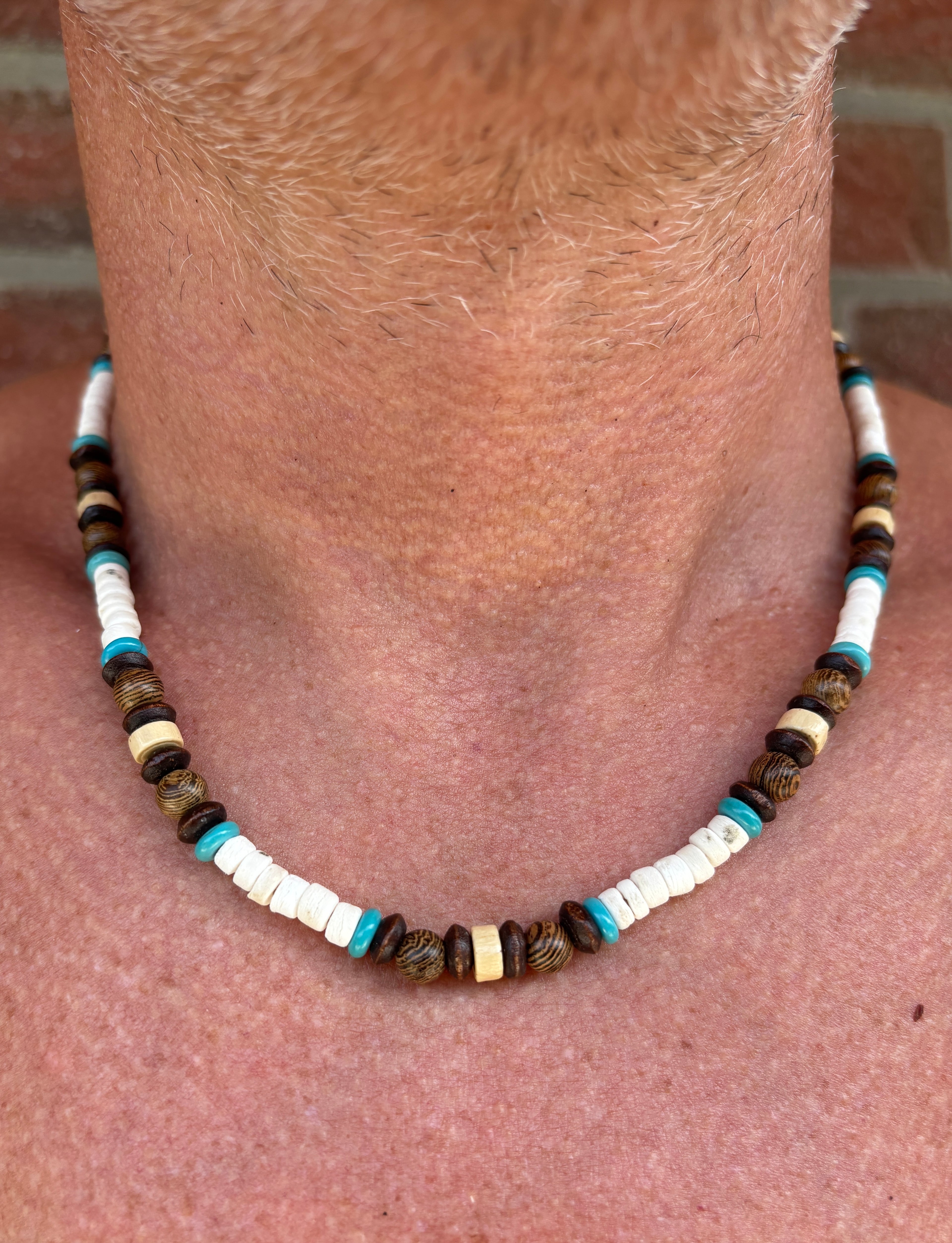 Surfer Kette aus braunen Kokos Perlen, Tigerauge, Boho Style, Halskette Herren, Männerschmuck, Surferschmuck,