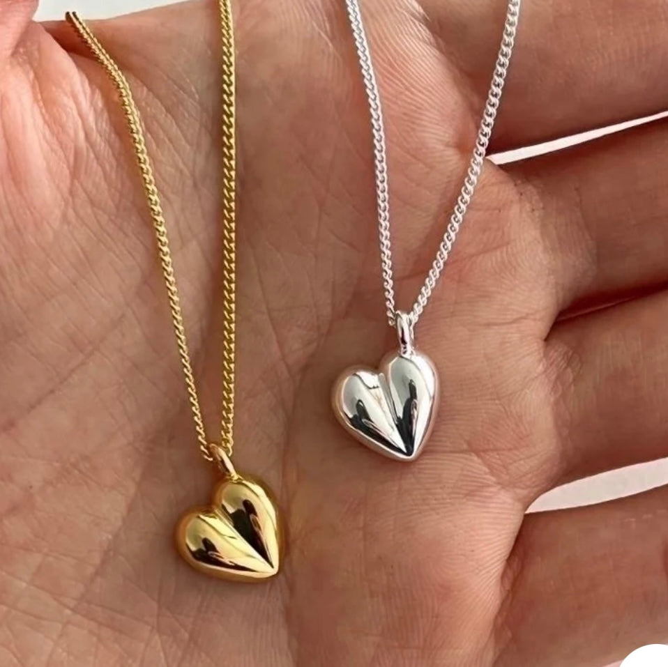 Halskette mit herzförmigem Anhänger aus 925er Sterlingsilber mit Weizenkette